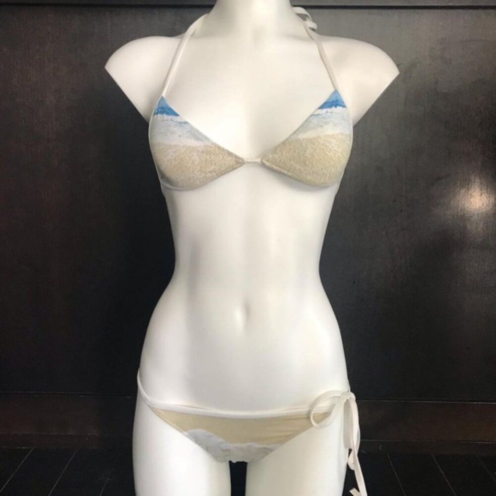 Aaron Chang Sand beach print reversible bikini